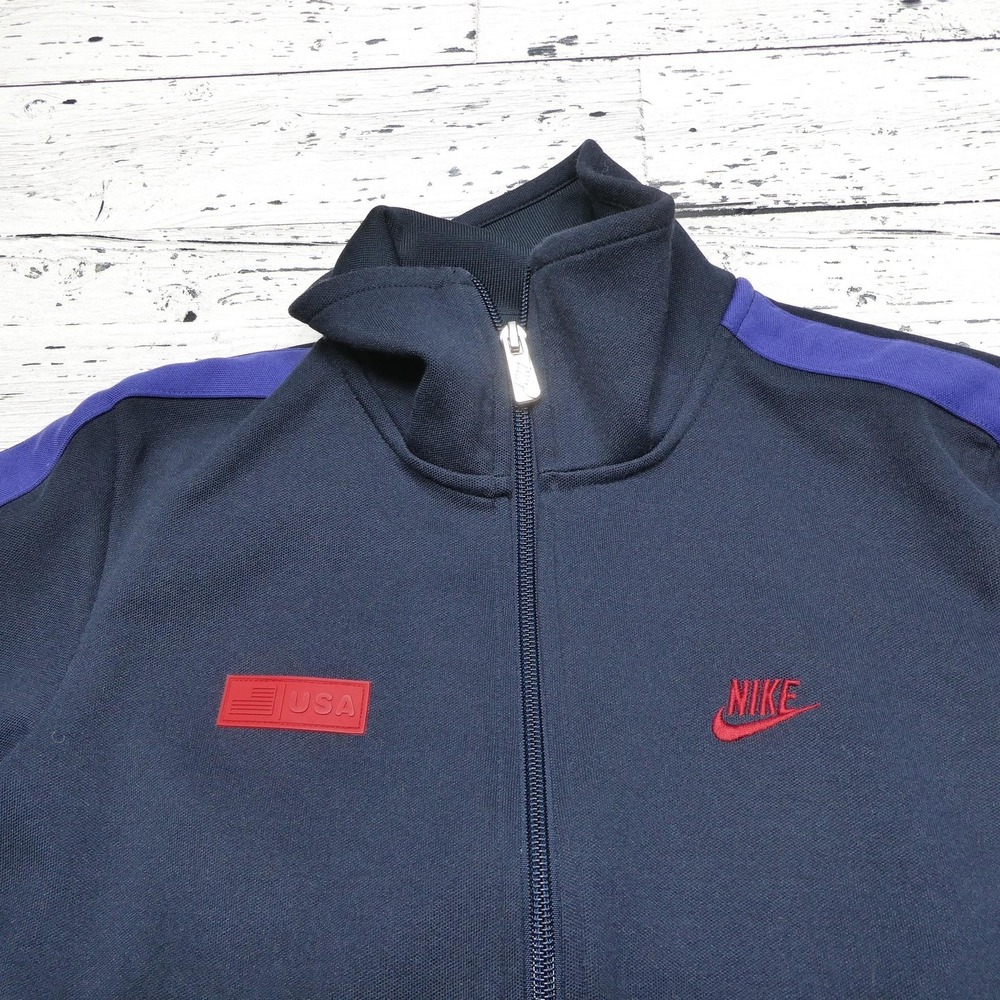 USA Jacket Teen M‎ Purple Full Zip Track Embroidered Nike Swoosh Flag
